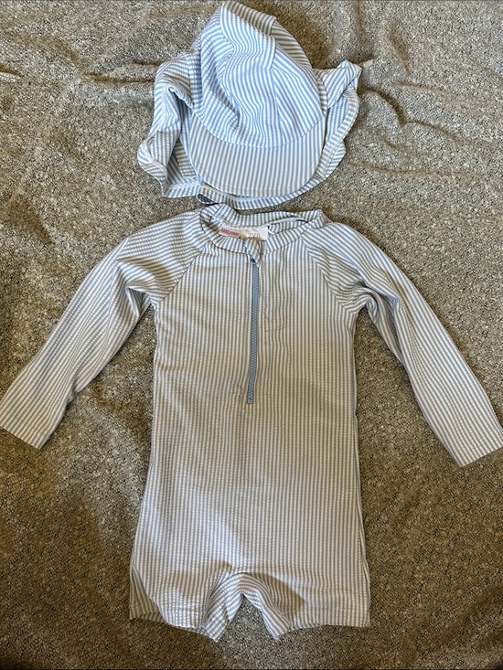 Zara Other - ZARA BABY | Blue & White Striped Zip-Front One-Piece | 12 M